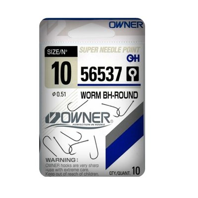 Крючок Owner 56537 BC №10 Worm BH-Round 10шт ow-56537BC-10